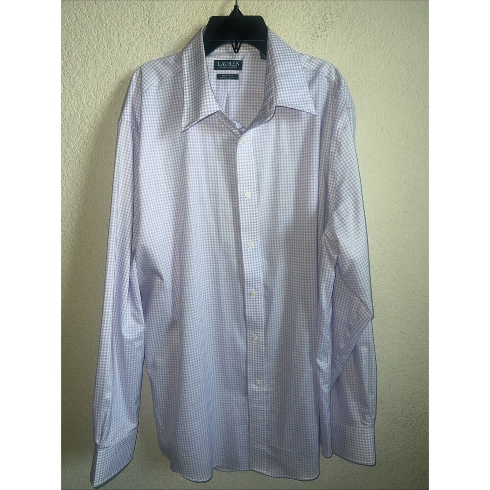 Ralph Lauren Purple Plaid Shirt reg 34 XL 17 Button Down Supima preppy